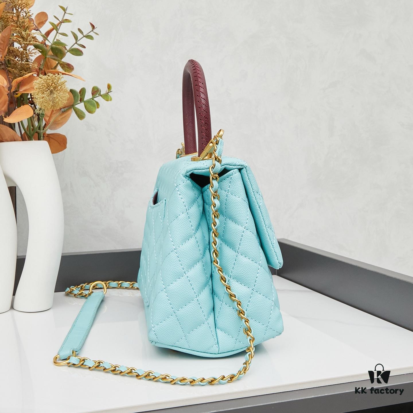 69303fcbf09edb6de4c4d798 New Arrival with Box Chanel Coco Handle Black Calfskin Red Handle