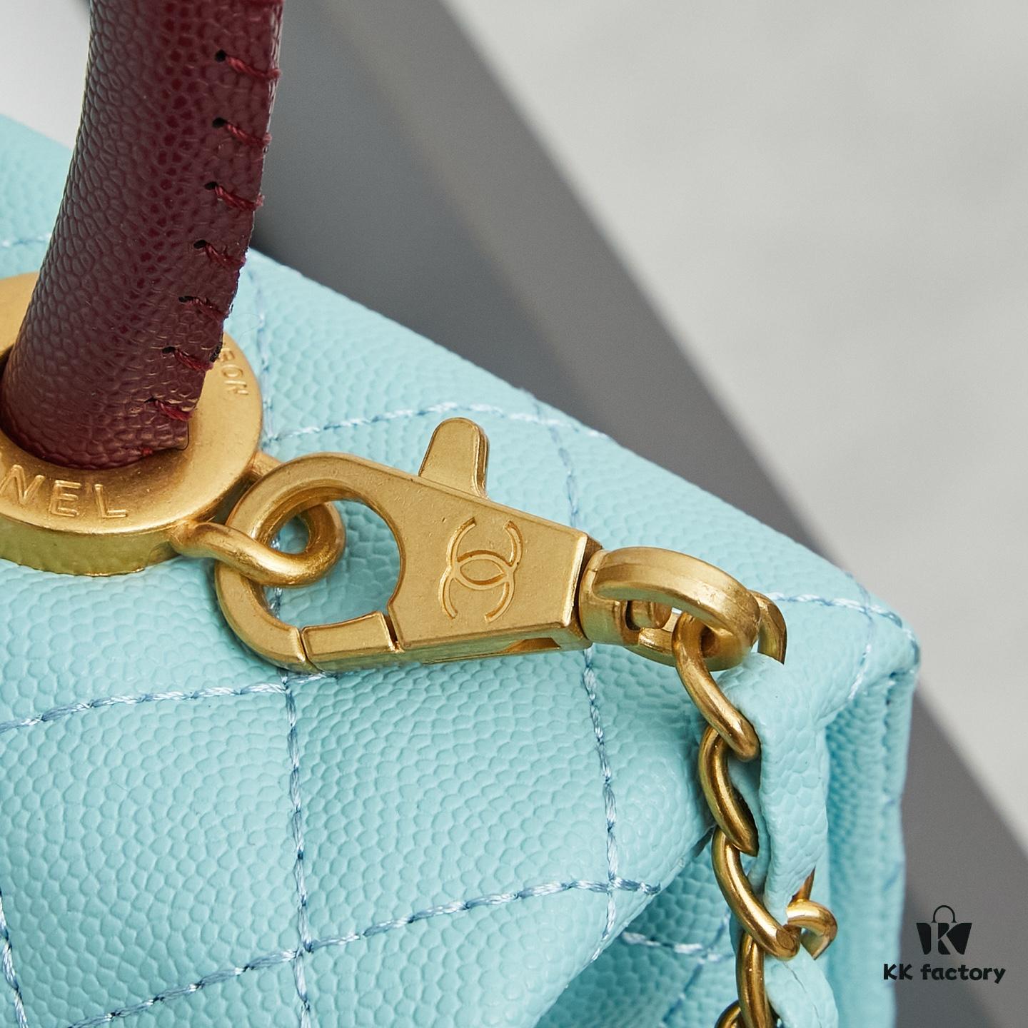 69303fd0f09edb6de4c4d79e New Arrival with Box Chanel Coco Handle Black Calfskin Red Handle