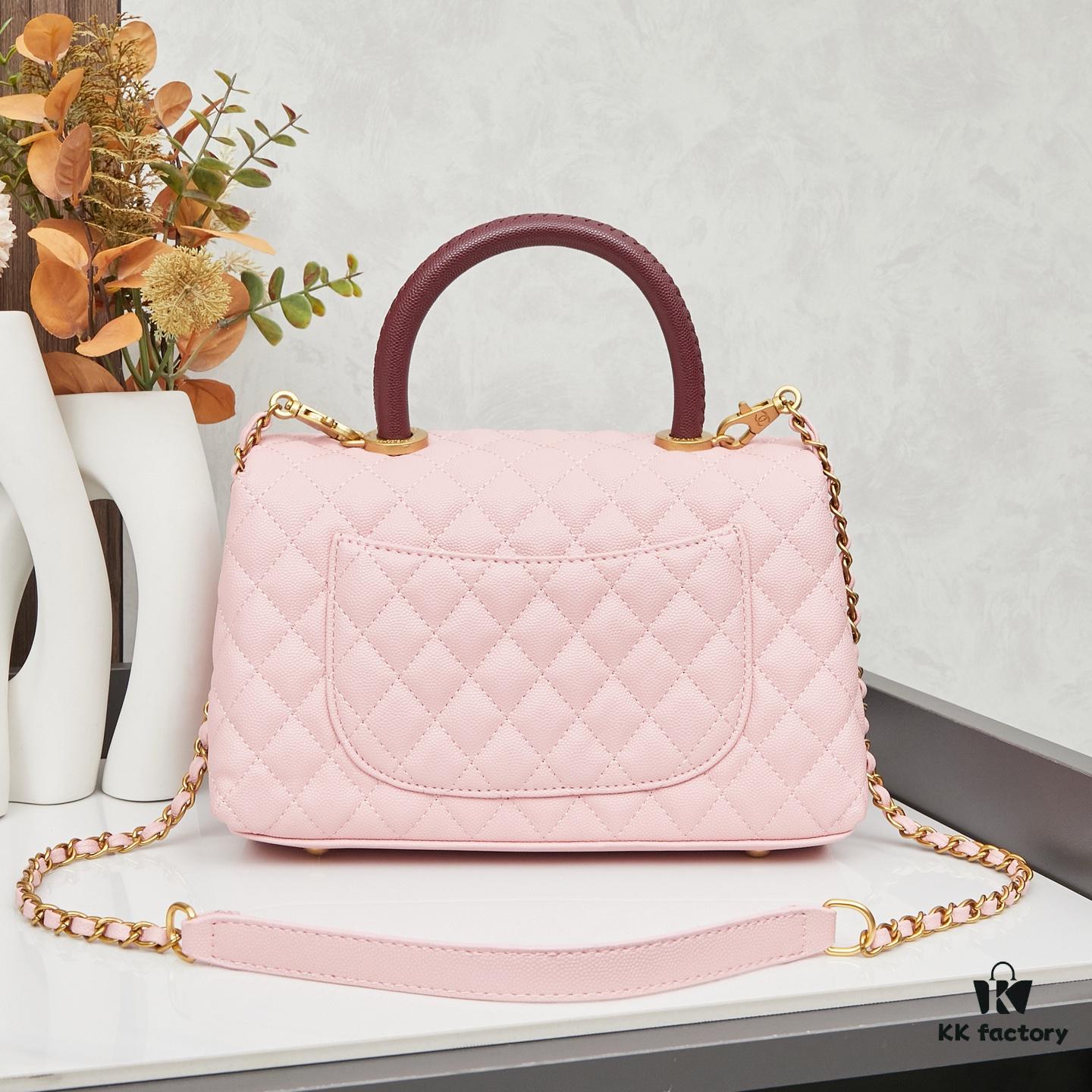 69303fd5f09edb6de4c4d7a3 New Arrival with Box Chanel Coco Handle Black Calfskin Red Handle