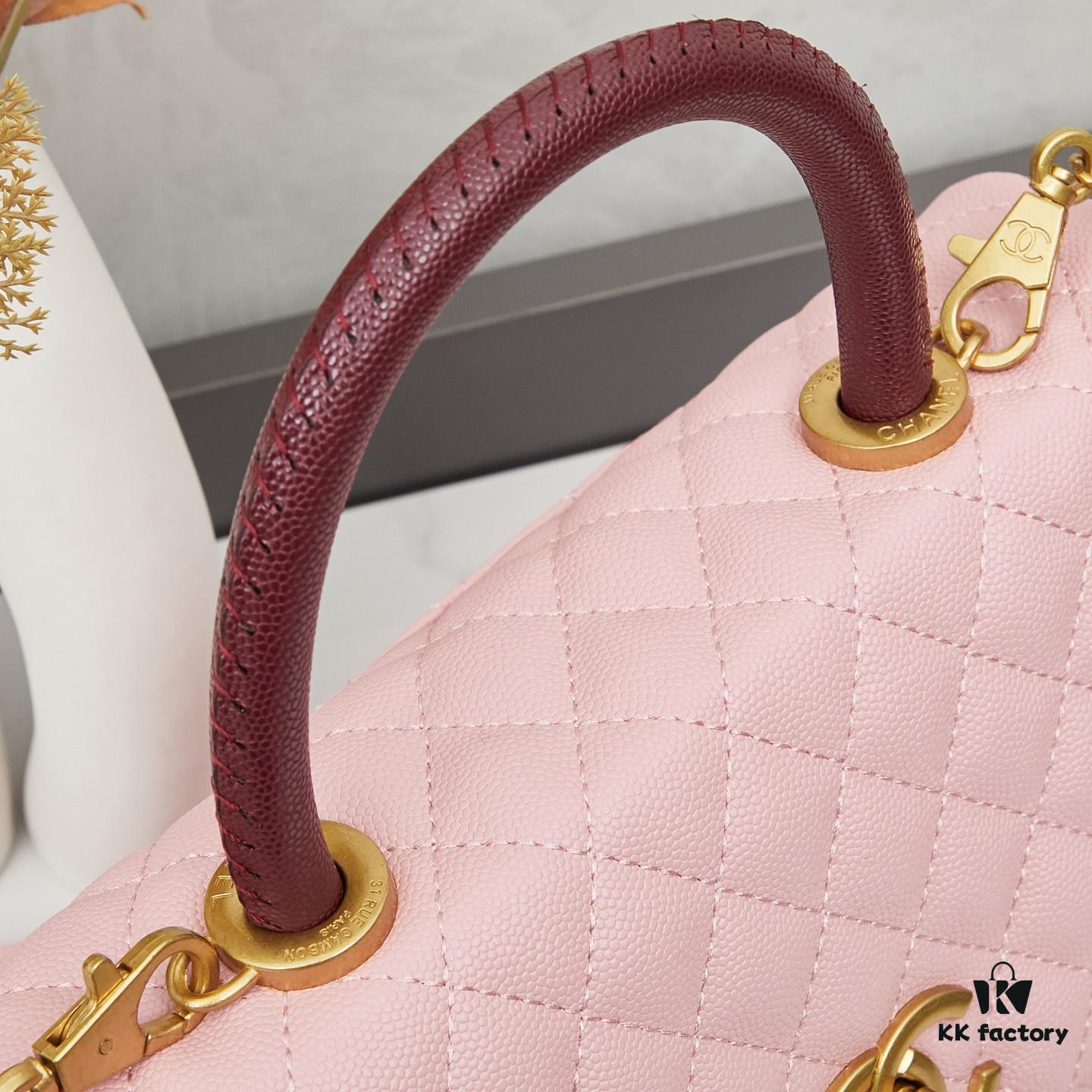 69303fd6f09edb6de4c4d7a4 New Arrival with Box Chanel Coco Handle Black Calfskin Red Handle