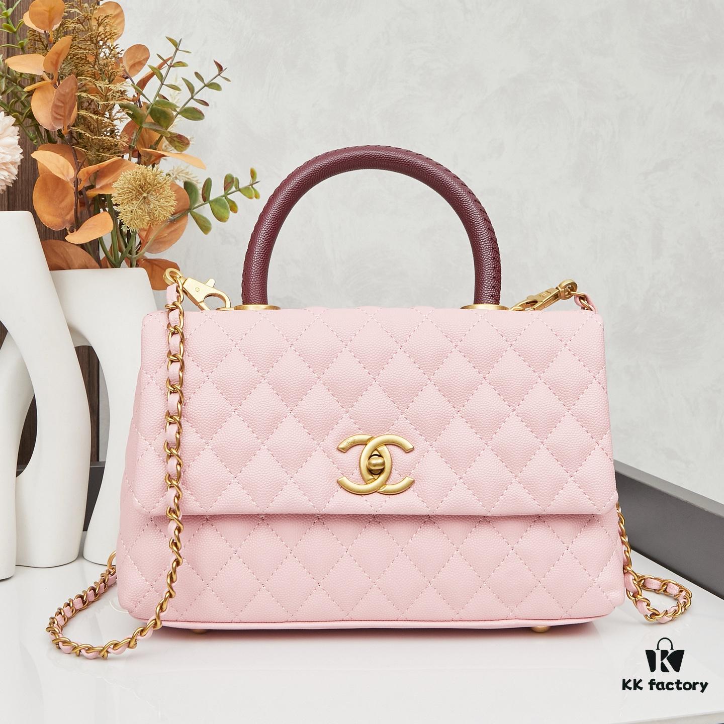 69303fd9f09edb6de4c4d7a7 New Arrival with Box Chanel Coco Handle Black Calfskin Red Handle