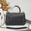 New Arrival with Box Chanel Coco Handle Black Calfskin Red Handle