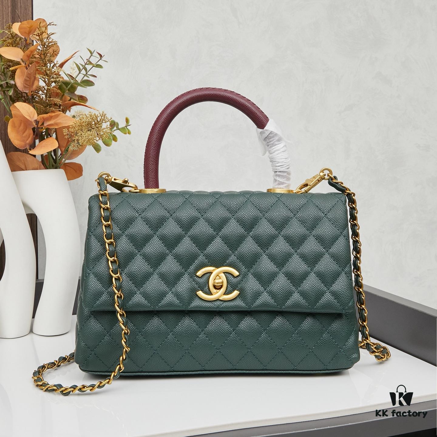 69303fe3f09edb6de4c4d7af New Arrival with Box Chanel Coco Handle Black Calfskin Red Handle