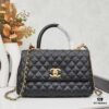 New Arrival with Box Chanel Coco Handle Black Calfskin Red Handle