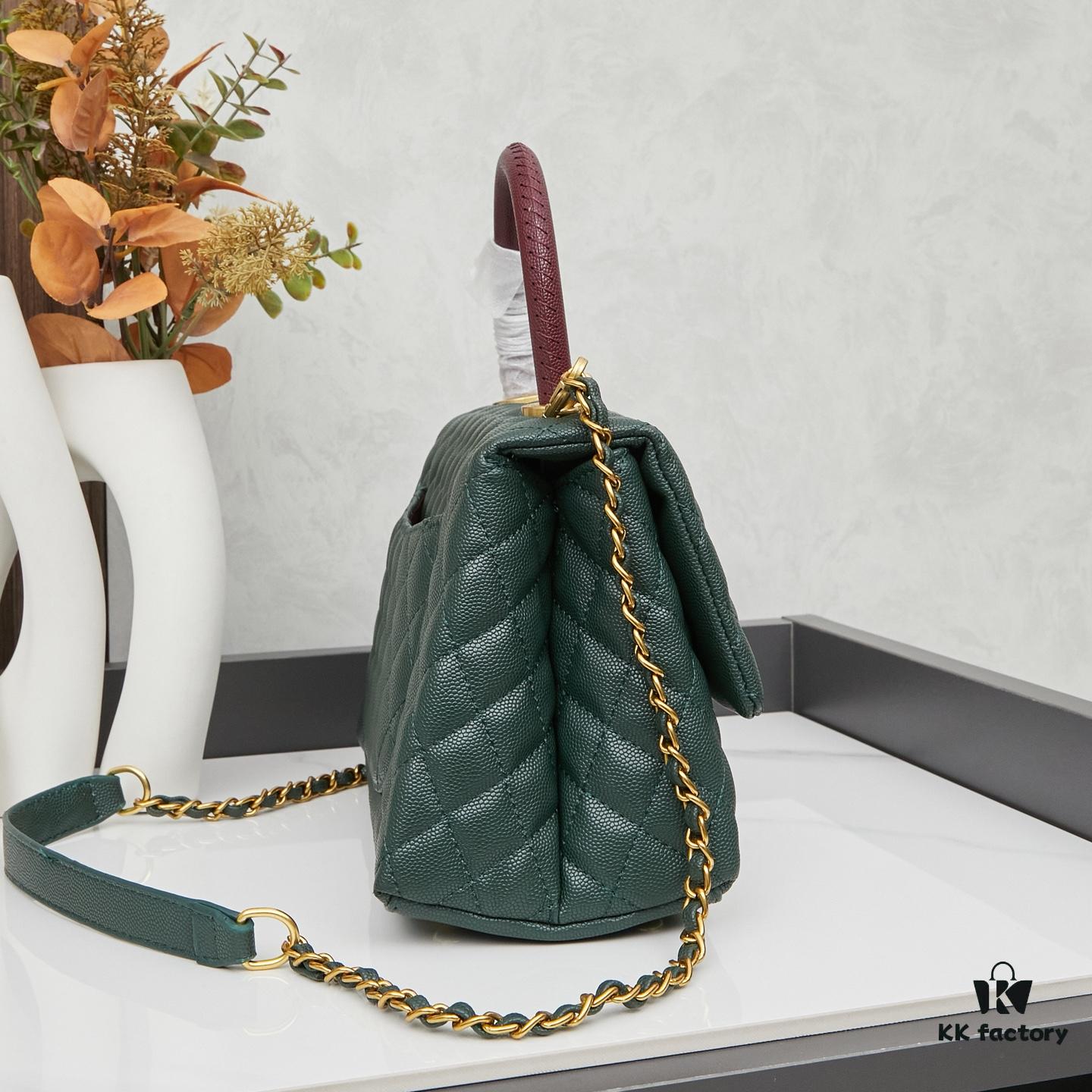 69303fe7f09edb6de4c4d7b5 New Arrival with Box Chanel Coco Handle Black Calfskin Red Handle