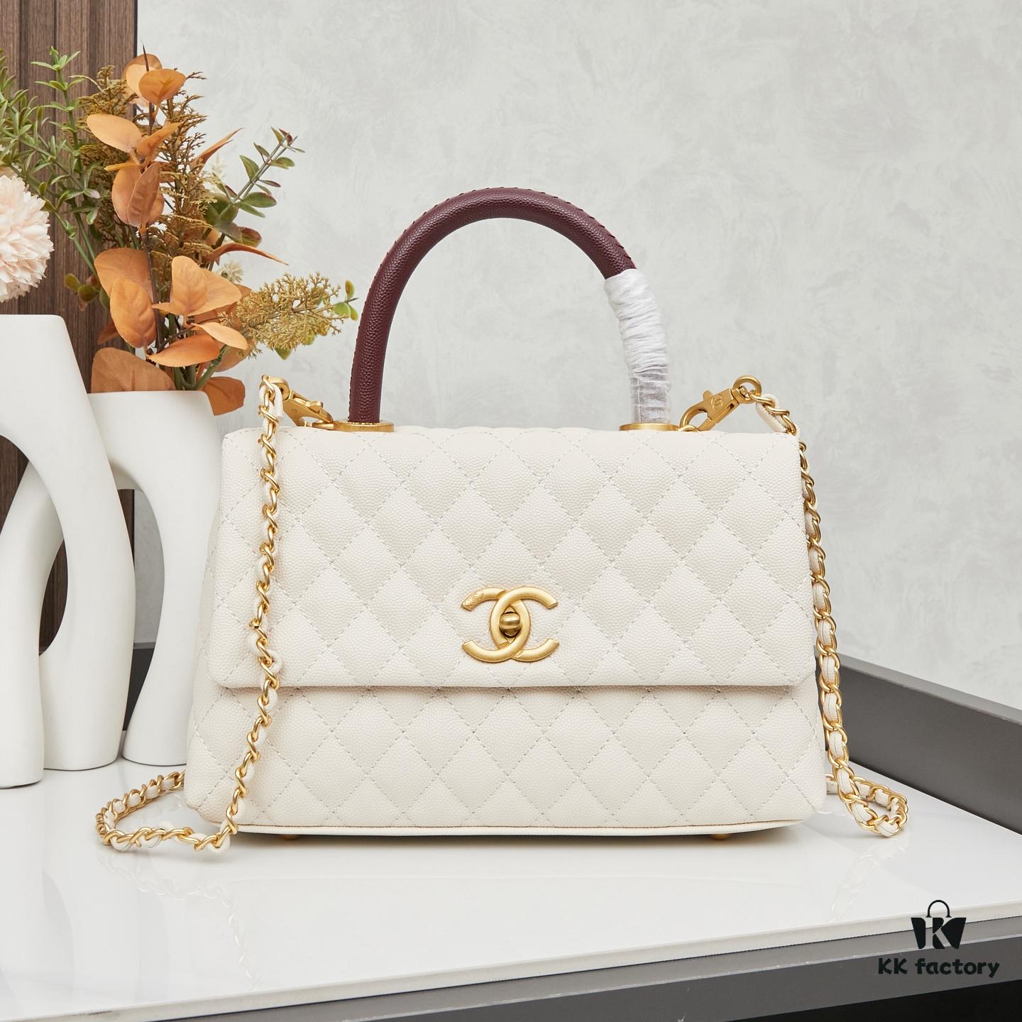 69303febf09edb6de4c4d7ba New Arrival with Box Chanel Coco Handle Black Calfskin Red Handle