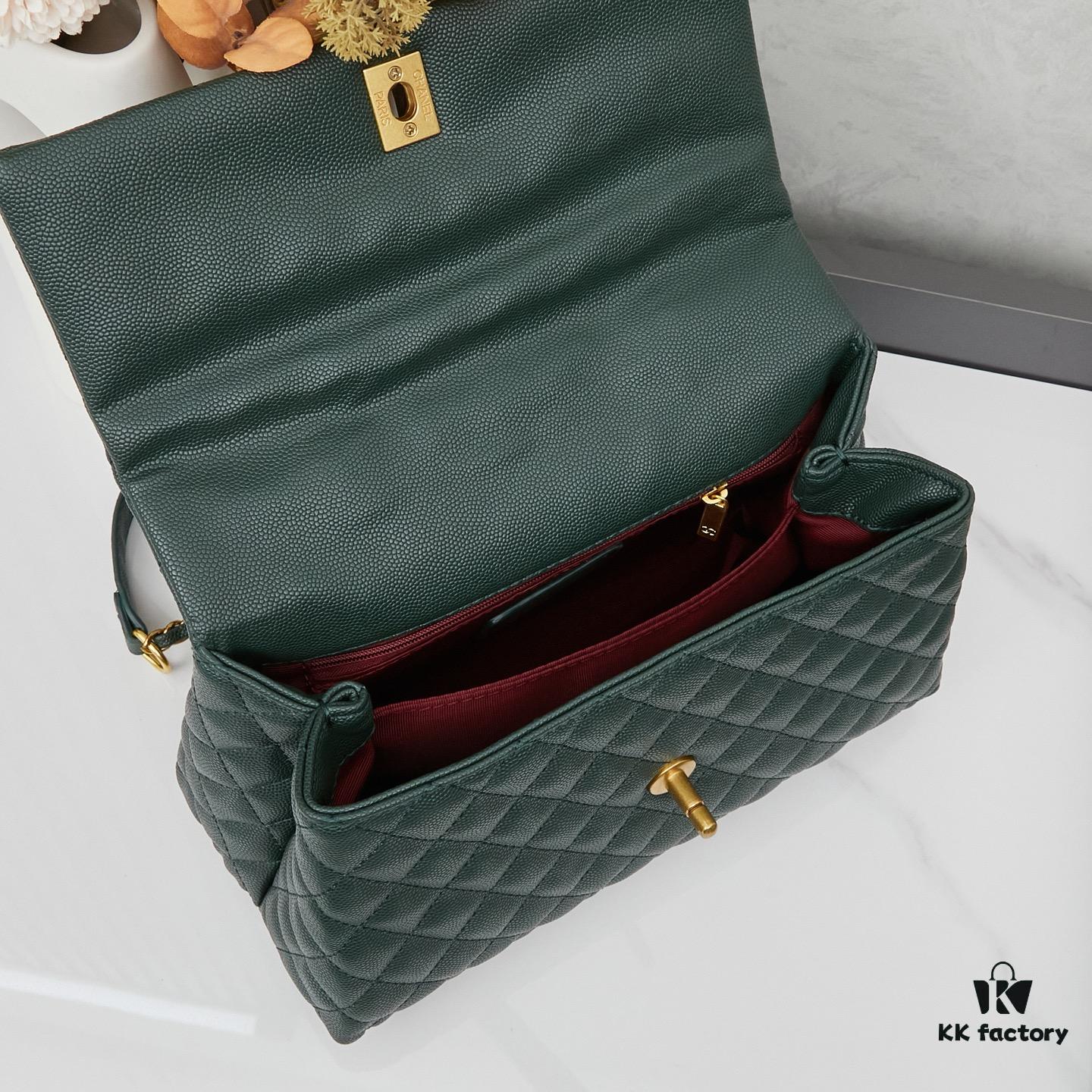 69303fedf09edb6de4c4d7bb New Arrival with Box Chanel Coco Handle Black Calfskin Red Handle