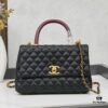69303ff5f09edb6de4c4d7c3 New Arrival with Box Chanel Coco Handle Black Calfskin Red Handle
