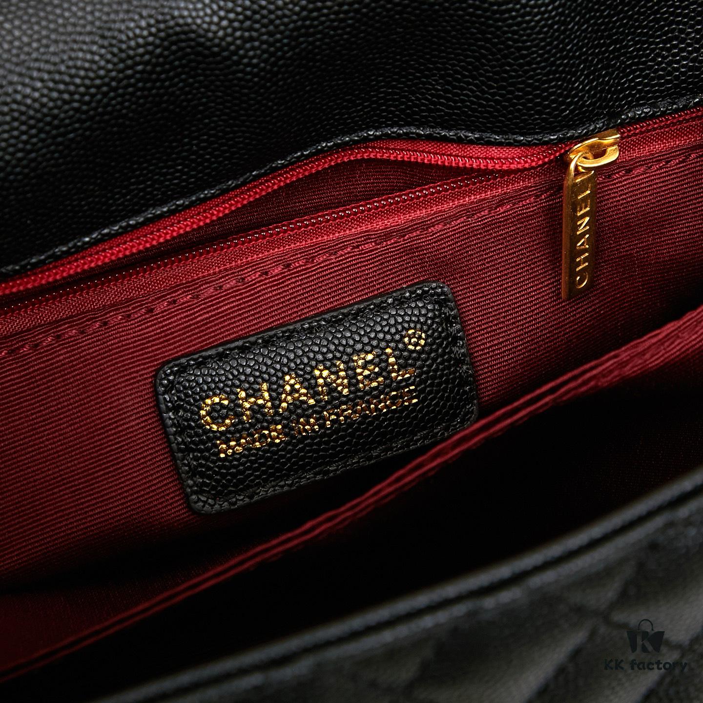 69303ffaf09edb6de4c4d7c7 New Arrival with Box Chanel Coco Handle Black Calfskin Red Handle