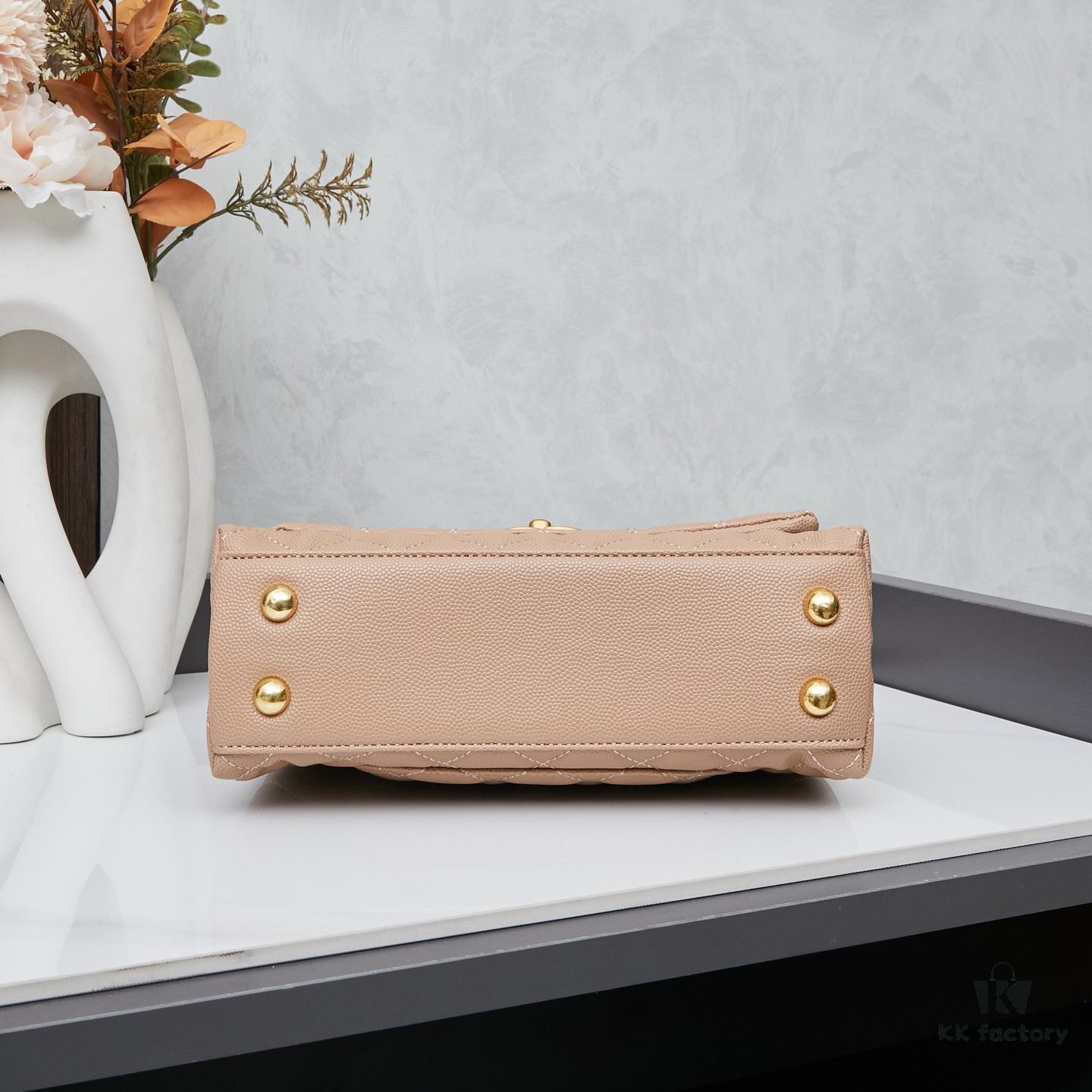 69304014f09edb6de4c4d7e2 New Arrival with Box, Mini Chanel Coco Handle in Black Calfskin with Gold Hardware and Red Handle