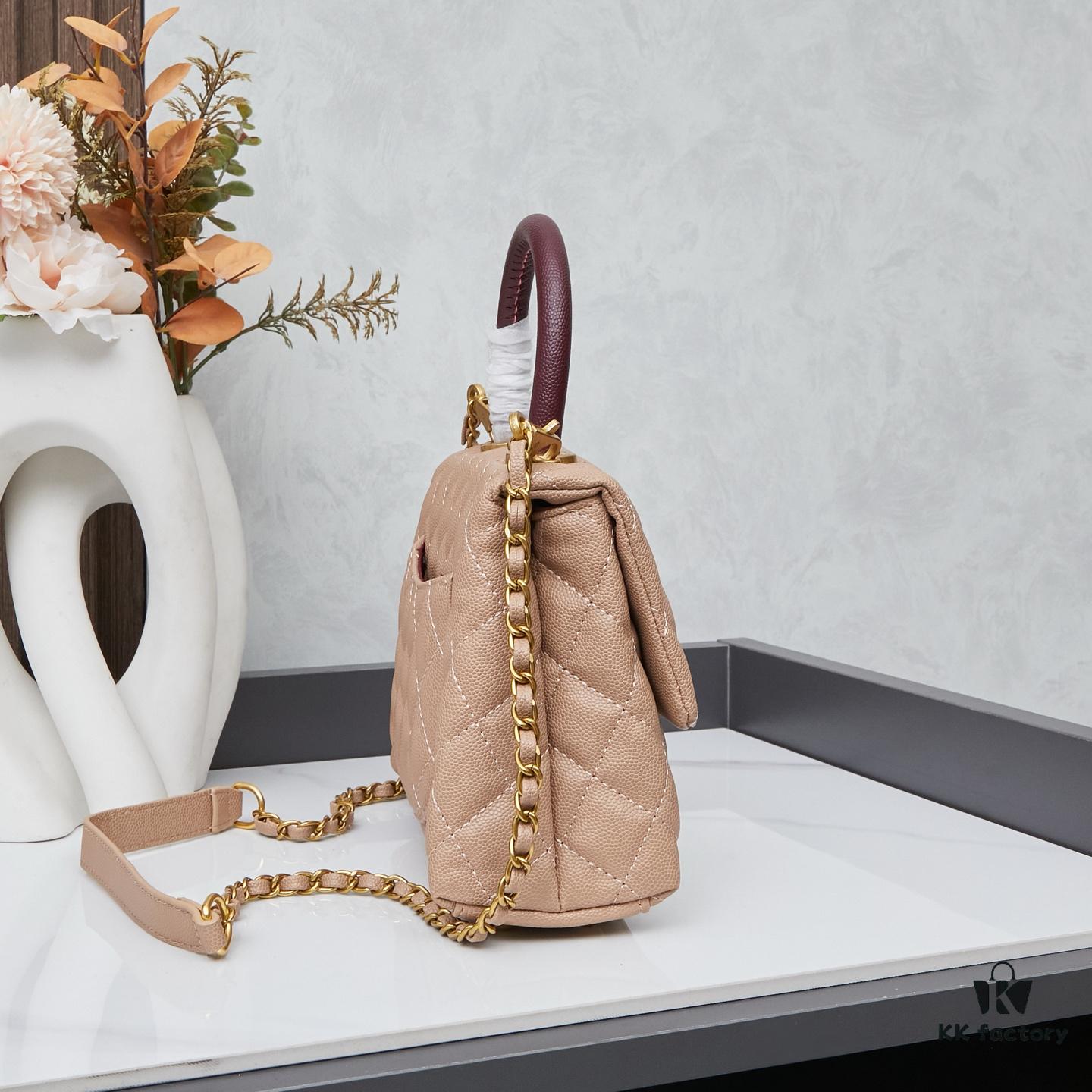6930401af09edb6de4c4d7e7 New Arrival with Box, Mini Chanel Coco Handle in Black Calfskin with Gold Hardware and Red Handle