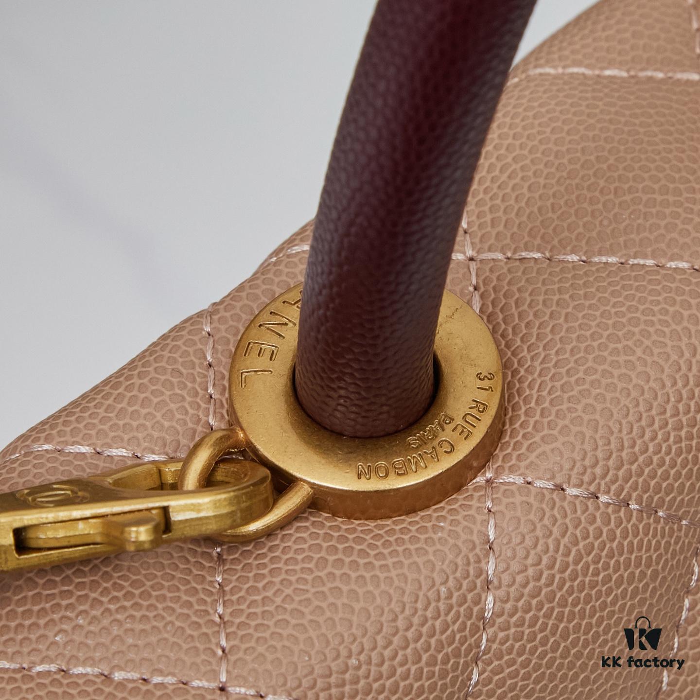 6930401df09edb6de4c4d7e9 New Arrival with Box, Mini Chanel Coco Handle in Black Calfskin with Gold Hardware and Red Handle