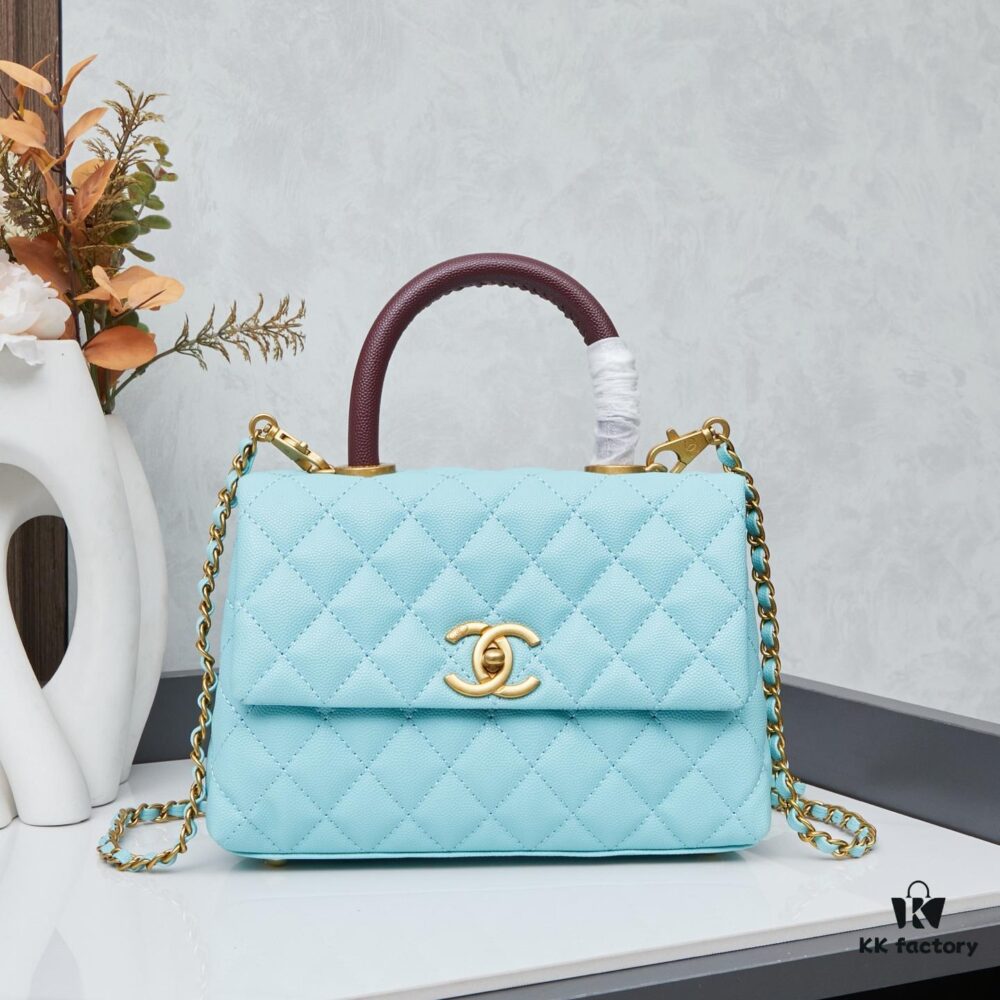 6930401ef09edb6de4c4d7eb New Arrival with Box, Mini Chanel Coco Handle in Black Calfskin with Gold Hardware and Red Handle