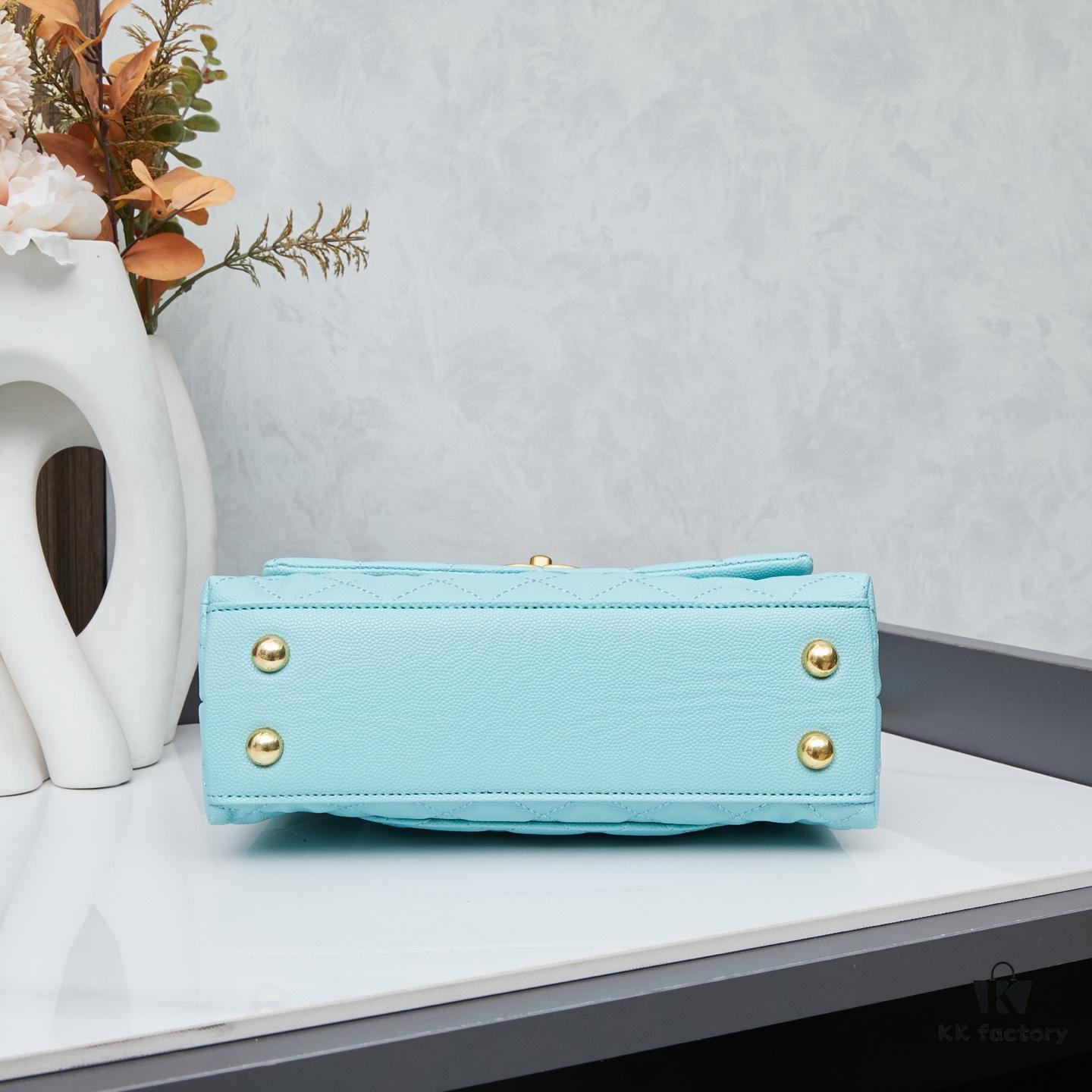 69304023f09edb6de4c4d7ec New Arrival with Box, Mini Chanel Coco Handle in Black Calfskin with Gold Hardware and Red Handle