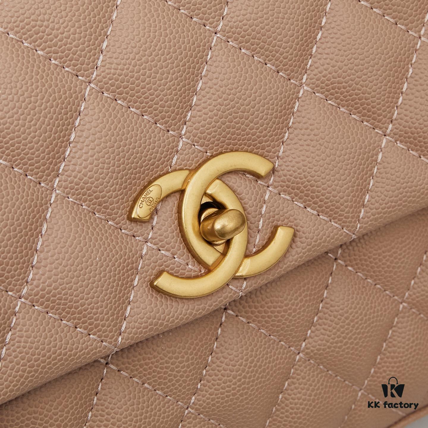 69304024f09edb6de4c4d7ed New Arrival with Box, Mini Chanel Coco Handle in Black Calfskin with Gold Hardware and Red Handle