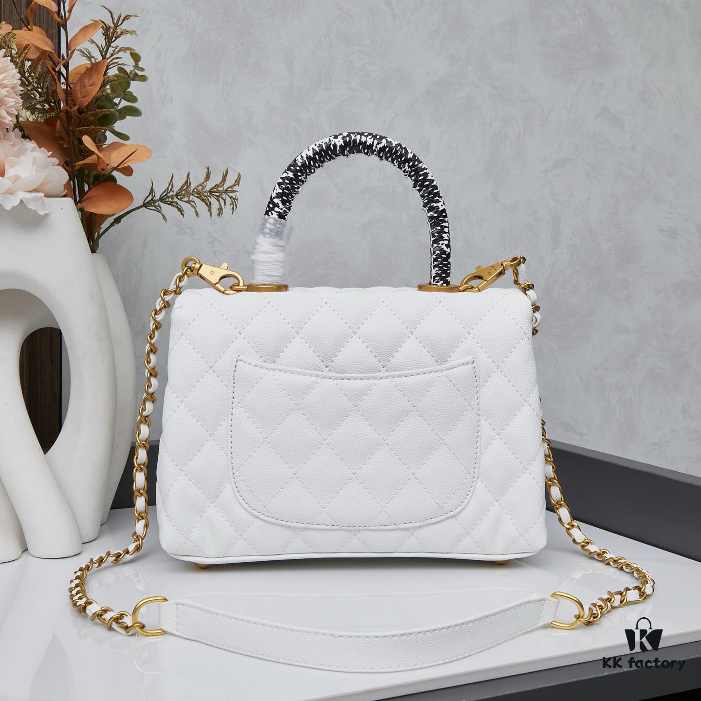 6930402af09edb6de4c4d7f2 New Arrival with Box, Mini Chanel Coco Handle in Black Calfskin with Gold Hardware and Red Handle