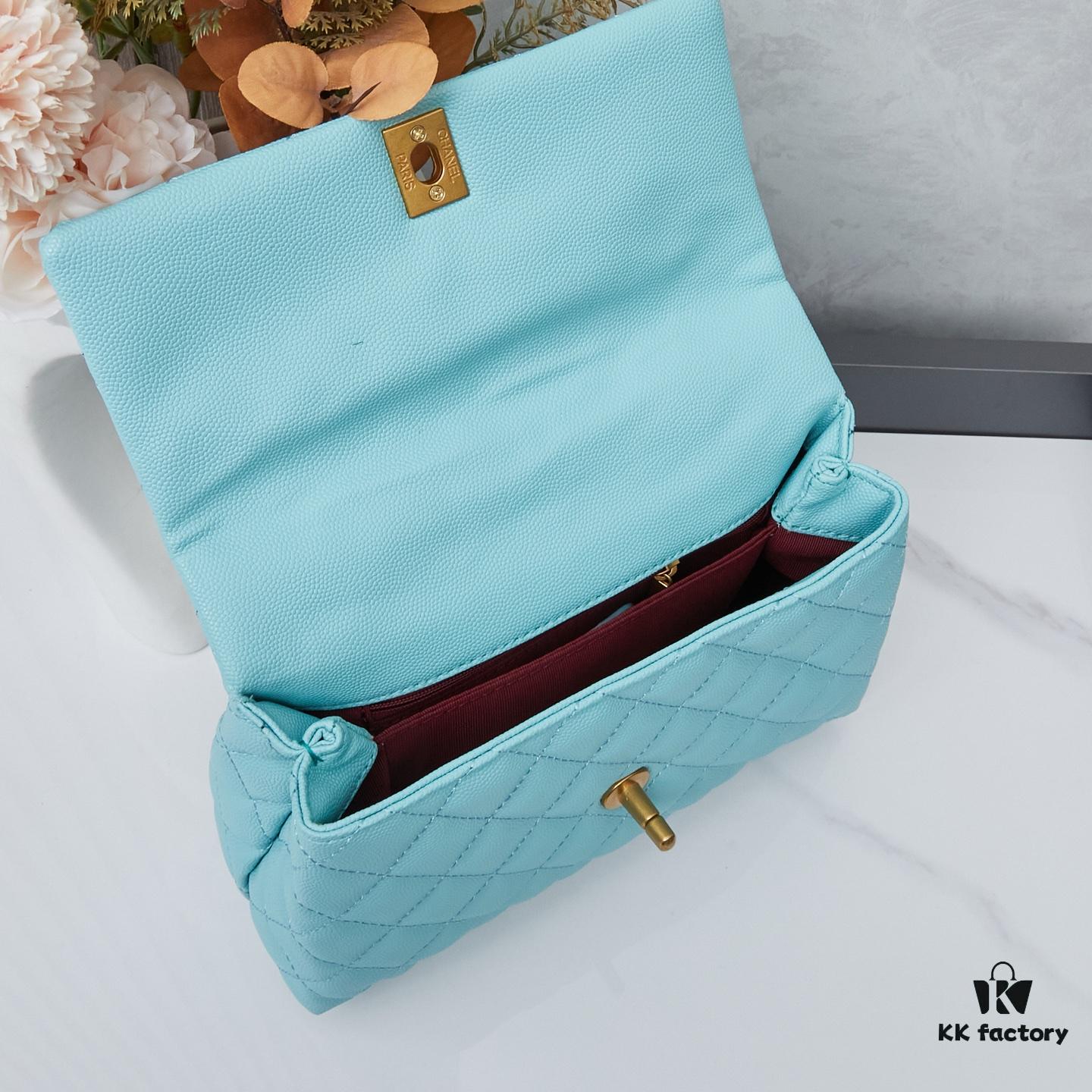 6930402ef09edb6de4c4d7f7 New Arrival with Box, Mini Chanel Coco Handle in Black Calfskin with Gold Hardware and Red Handle