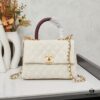 69304032f09edb6de4c4d7fd New Arrival with Box, Mini Chanel Coco Handle in Black Calfskin with Gold Hardware and Red Handle