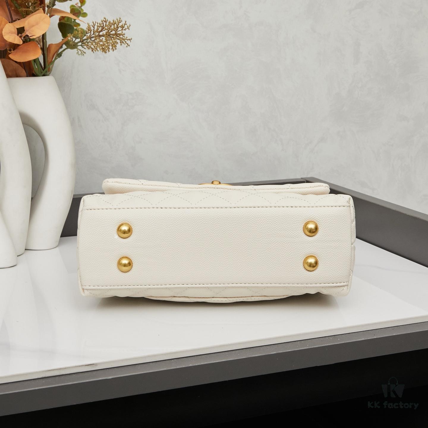 69304033f09edb6de4c4d7fe New Arrival with Box, Mini Chanel Coco Handle in Black Calfskin with Gold Hardware and Red Handle