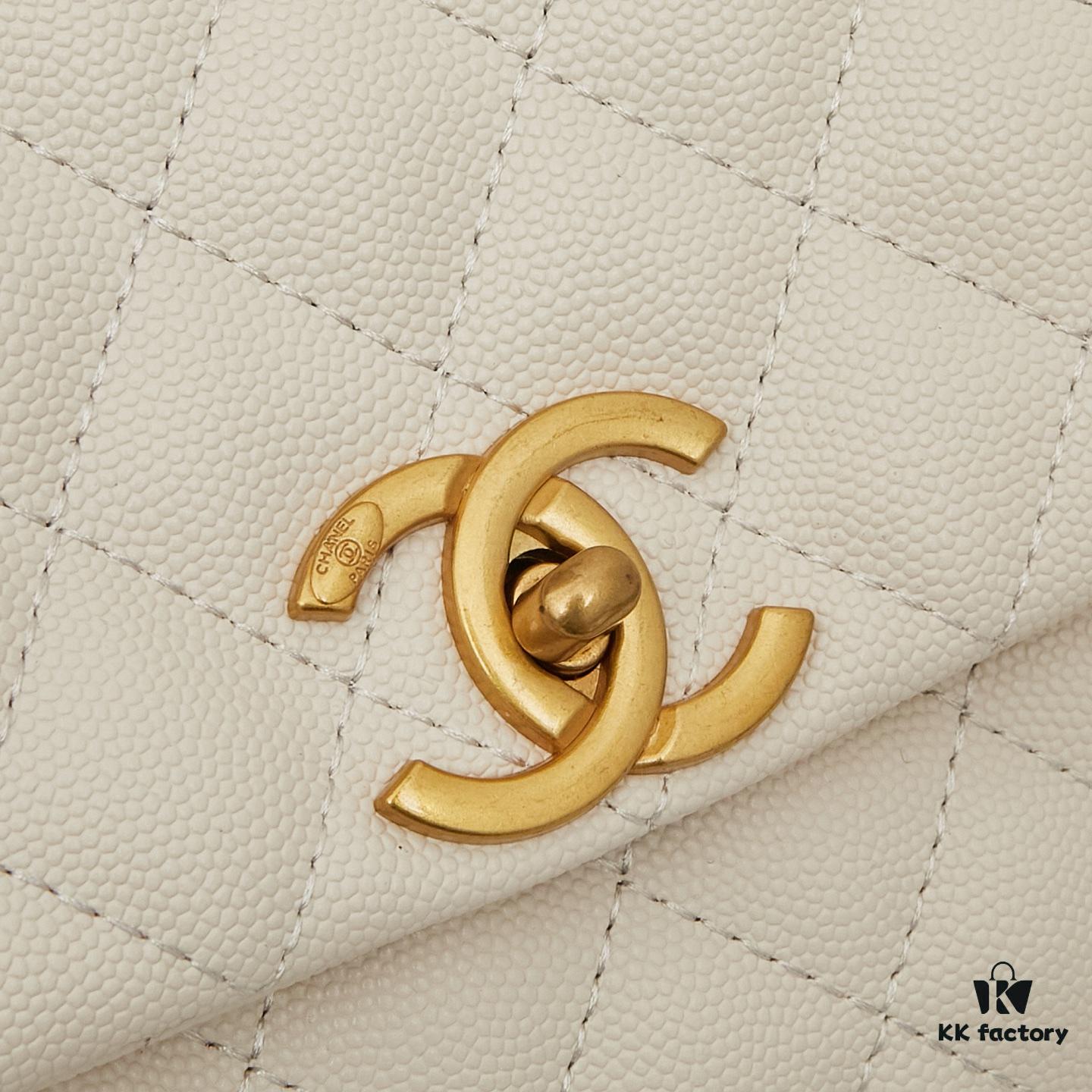 69304036f09edb6de4c4d800 New Arrival with Box, Mini Chanel Coco Handle in Black Calfskin with Gold Hardware and Red Handle
