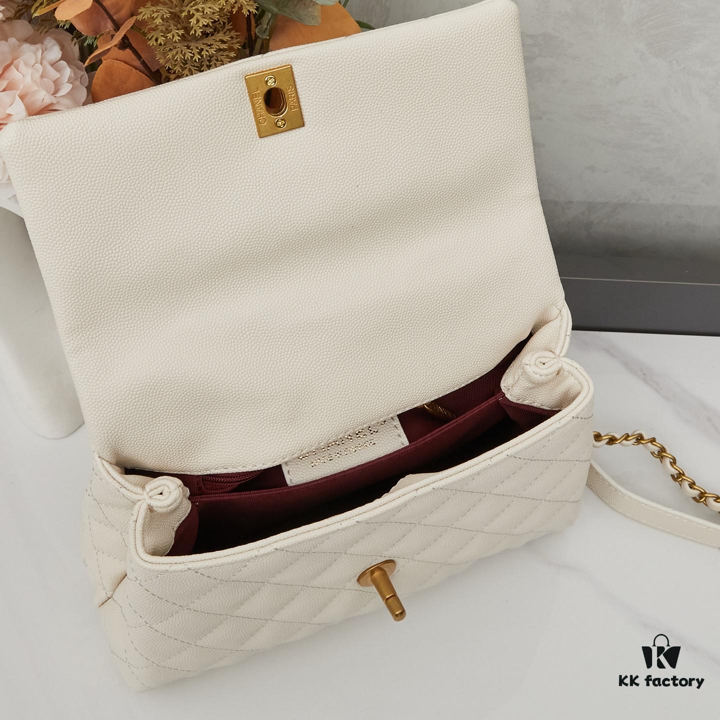 6930403bf09edb6de4c4d804 New Arrival with Box, Mini Chanel Coco Handle in Black Calfskin with Gold Hardware and Red Handle