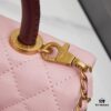6930403df09edb6de4c4d806 New Arrival with Box, Mini Chanel Coco Handle in Black Calfskin with Gold Hardware and Red Handle