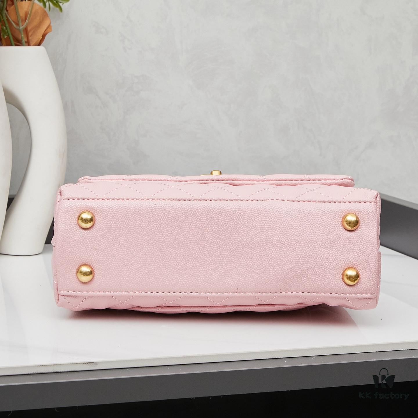 6930403ef09edb6de4c4d807 New Arrival with Box, Mini Chanel Coco Handle in Black Calfskin with Gold Hardware and Red Handle