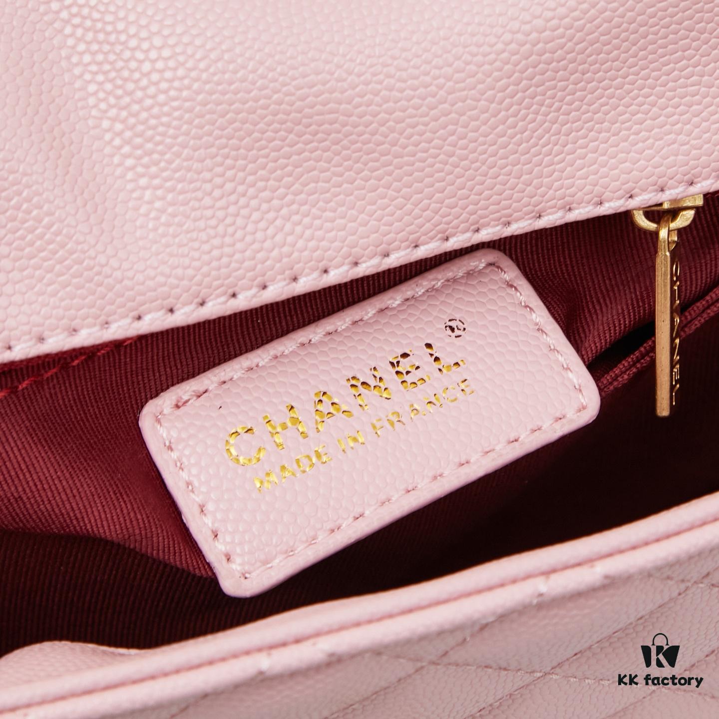 69304045f09edb6de4c4d80b New Arrival with Box, Mini Chanel Coco Handle in Black Calfskin with Gold Hardware and Red Handle