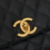 6930404af09edb6de4c4d80d New Arrival with Box, Mini Chanel Coco Handle, Black Calfskin with Gold Hardware, Red Handle