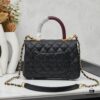 69304050f09edb6de4c4d811 New Arrival with Box, Mini Chanel Coco Handle, Black Calfskin with Gold Hardware, Red Handle
