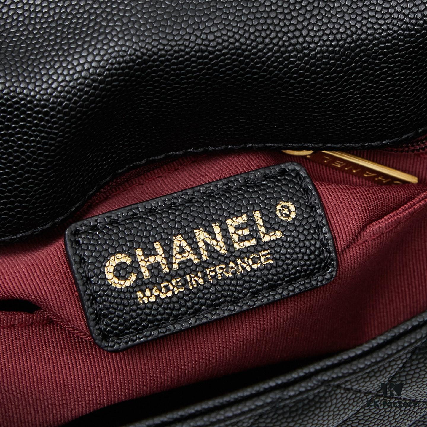69304050f09edb6de4c4d813 New Arrival with Box, Mini Chanel Coco Handle, Black Calfskin with Gold Hardware, Red Handle