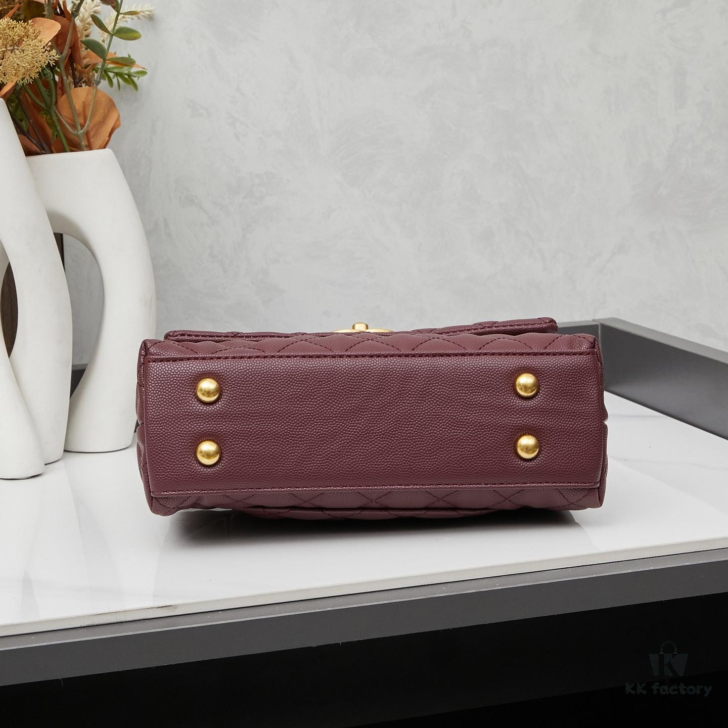 69304055f09edb6de4c4d816 New Arrival with Box, Mini Chanel Coco Handle in Black Calfskin with Gold Hardware and Red Handle