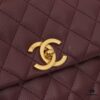 69304056f09edb6de4c4d817 New Arrival with Box, Mini Chanel Coco Handle in Black Calfskin with Gold Hardware and Red Handle