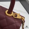 69304056f09edb6de4c4d819 New Arrival with Box, Mini Chanel Coco Handle in Black Calfskin with Gold Hardware and Red Handle