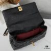 69304070f09edb6de4c4d82a New Arrival with Box, Mini Chanel Coco Handle in Black Calfskin with Gold Hardware and Red Handle