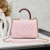 69304075f09edb6de4c4d831 New Arrival with Box, Mini Chanel Coco Handle in Black Calfskin with Gold Hardware and Red Handle