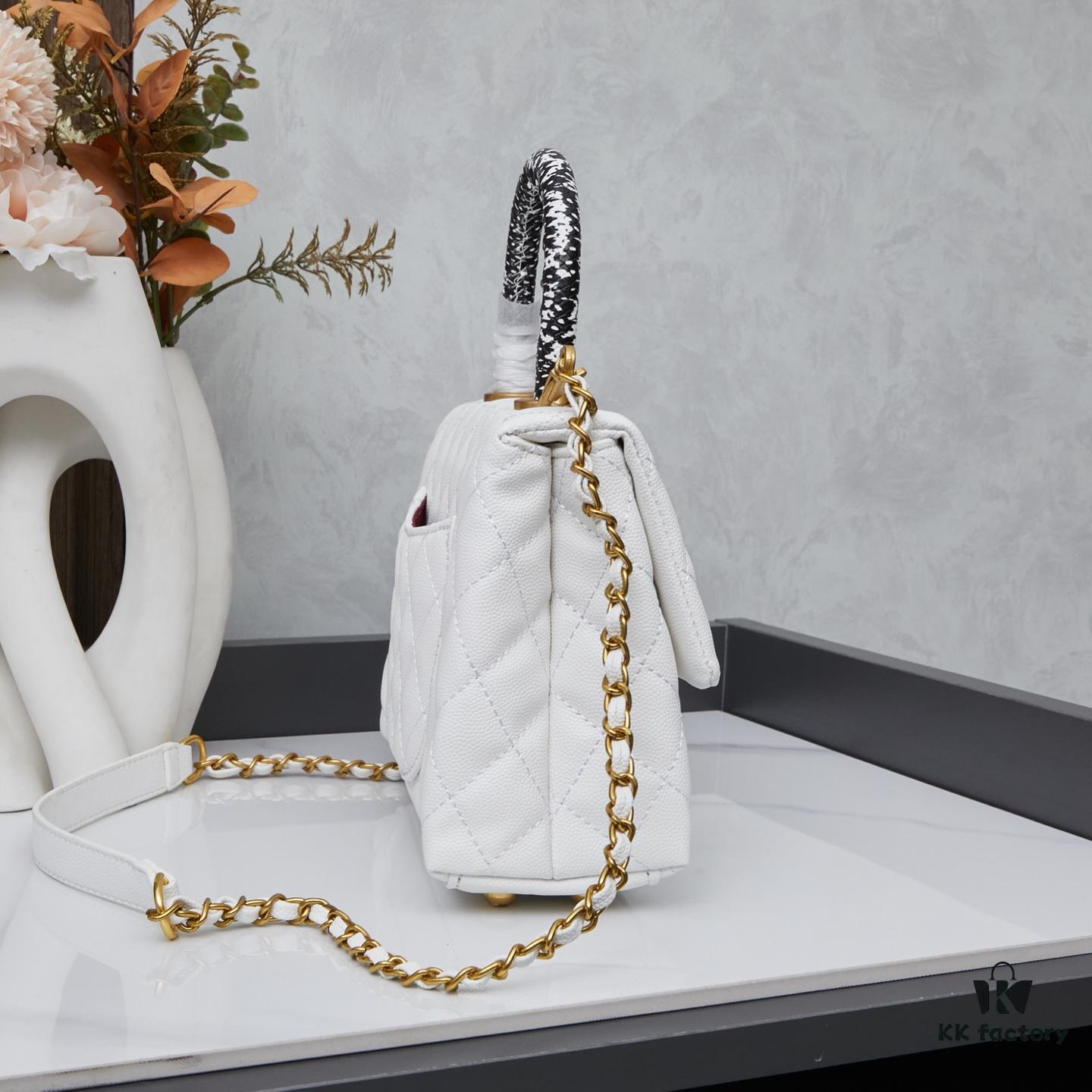 6930408af09edb6de4c4d842 New Arrival with Box, Mini Chanel Coco Handle in Black Calfskin with Gold Hardware and Red Handle