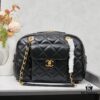 693040c9f09edb6de4c4d878 New Arrival Chanel 24A Bowling Bag in Black Crinkled Calfskin - Mini Size