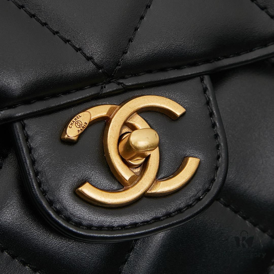 693040ccf09edb6de4c4d87b New Arrival Chanel 24A Bowling Bag in Black Crinkled Calfskin - Mini Size