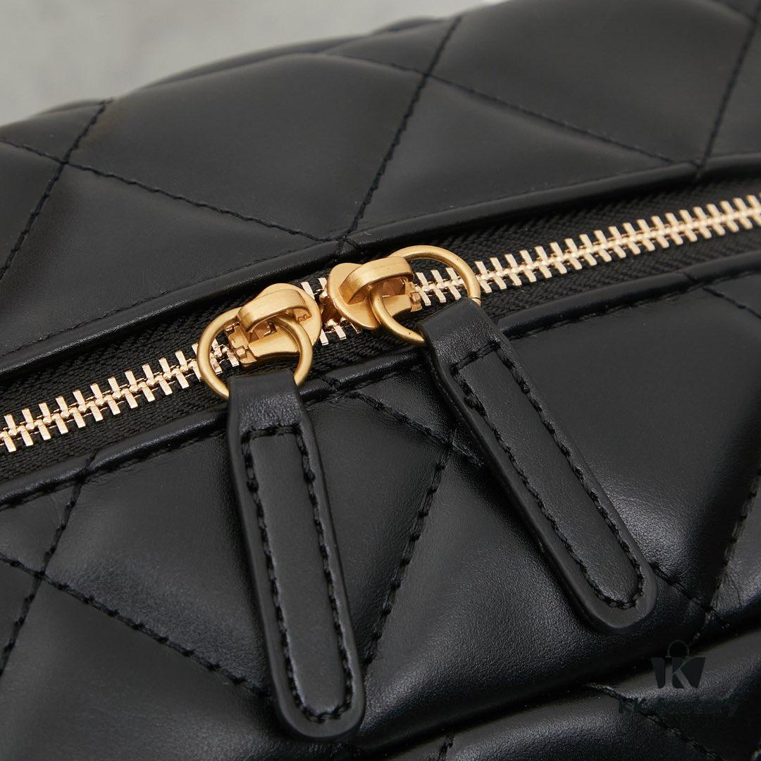 693040ccf09edb6de4c4d87c New Arrival Chanel 24A Bowling Bag in Black Crinkled Calfskin - Mini Size