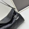 693040d3f09edb6de4c4d880 New Small Size Chanel Black Silver Exterior Stitching Hobo Bag ②size