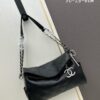 693040daf09edb6de4c4d886 New Small Size Chanel Black Silver Exterior Stitching Hobo Bag ②size