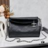 693040e5f09edb6de4c4d88d New Large-Sized Chanel Black and Silver Exterior Stitching Hobo Bag ② Size
