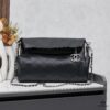 New Small Chanel Black and Silver Hobo Bag with External Stitching ② Size