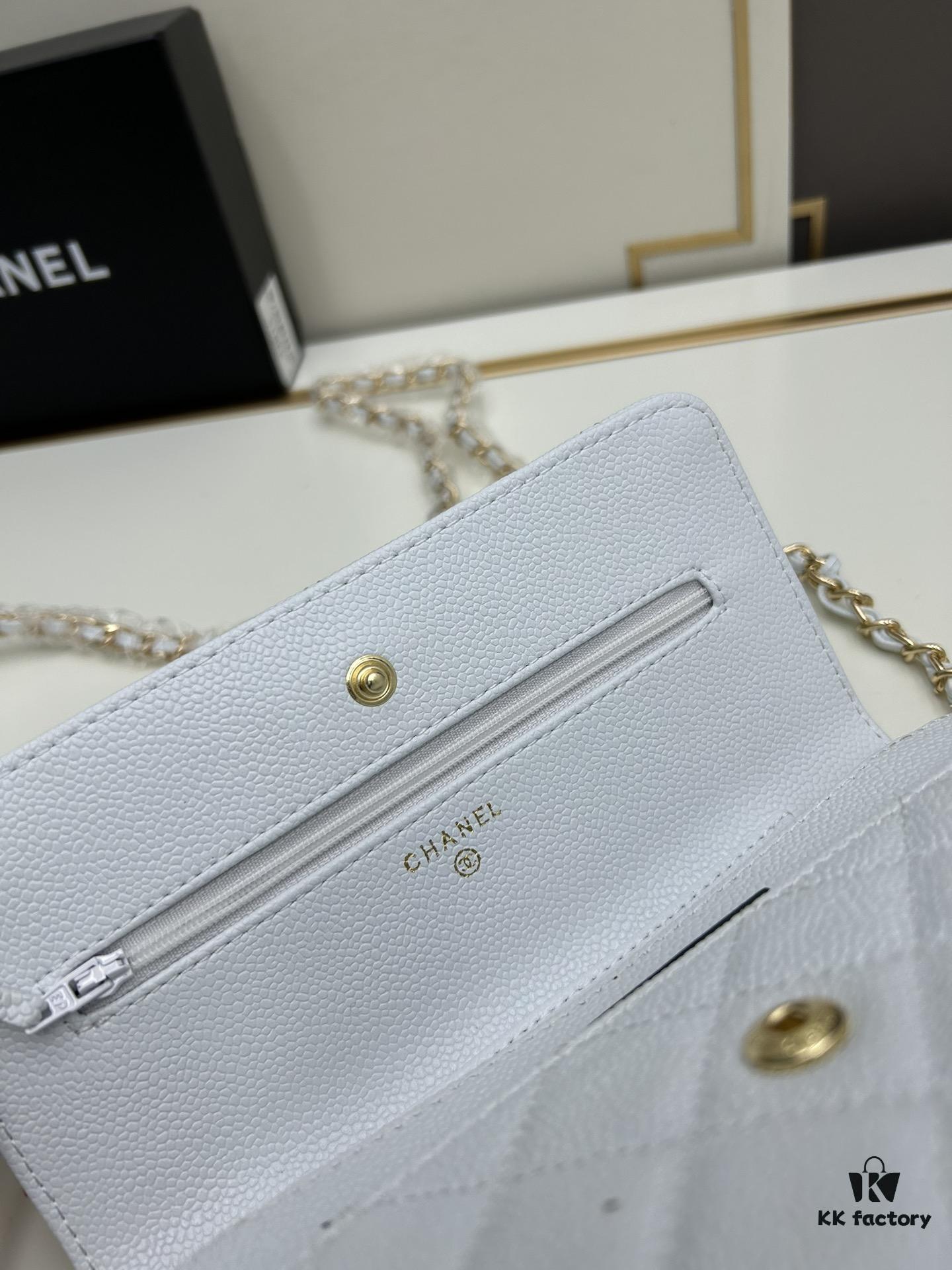 Chanel WOC Classic Ball Pattern Bag (Box Included, Model 33814) – Can Be Worn Crossbody or Shoulder, Chain Stows Inside for Clutch Use