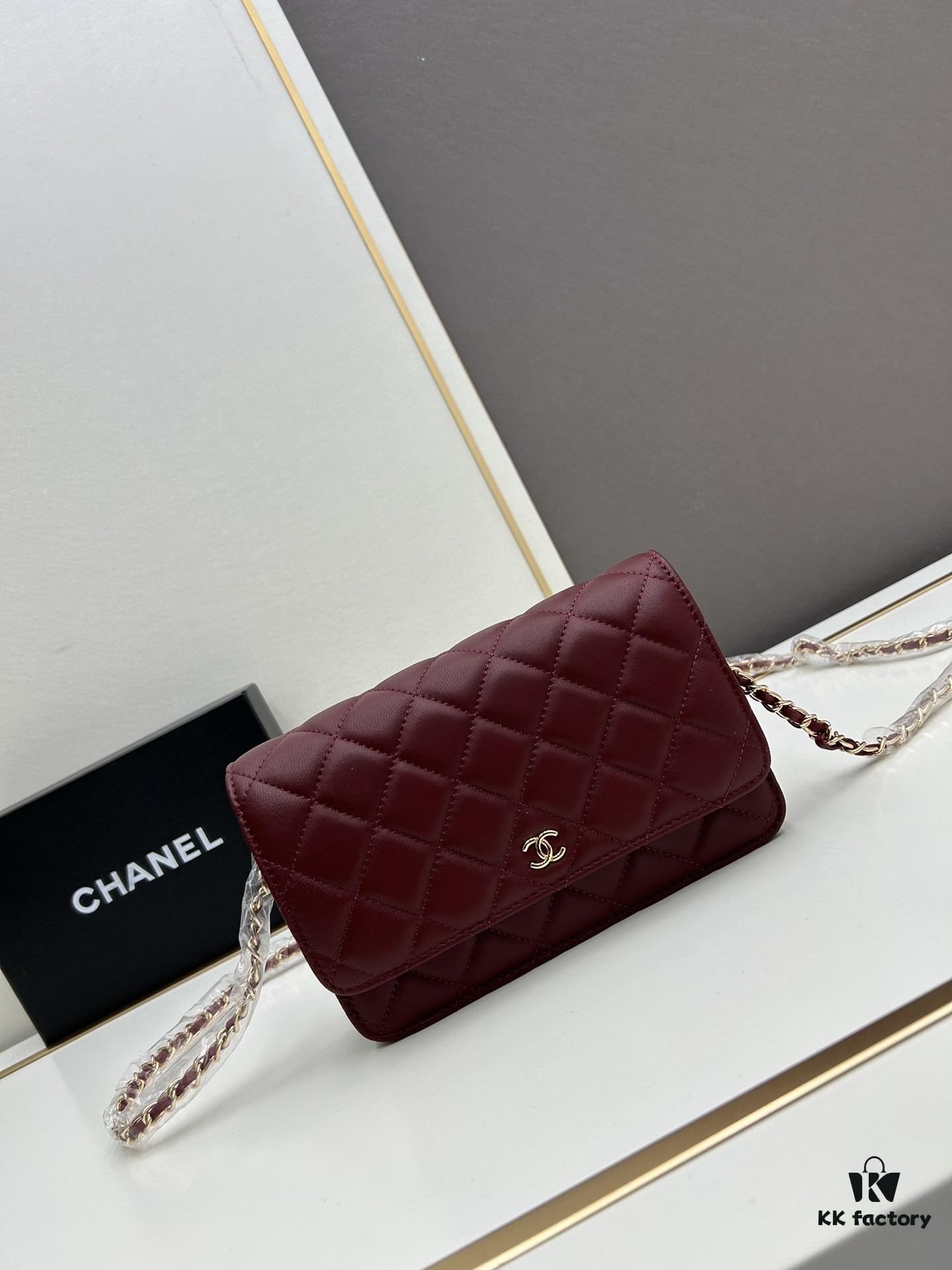 69304197f09edb6de4c4d907 Box Included (33814 Lambskin) Chanel WOC Classic Fortune Bag, Crossbody or Shoulder Wear, Chain Stowable Inside for Clutch Use