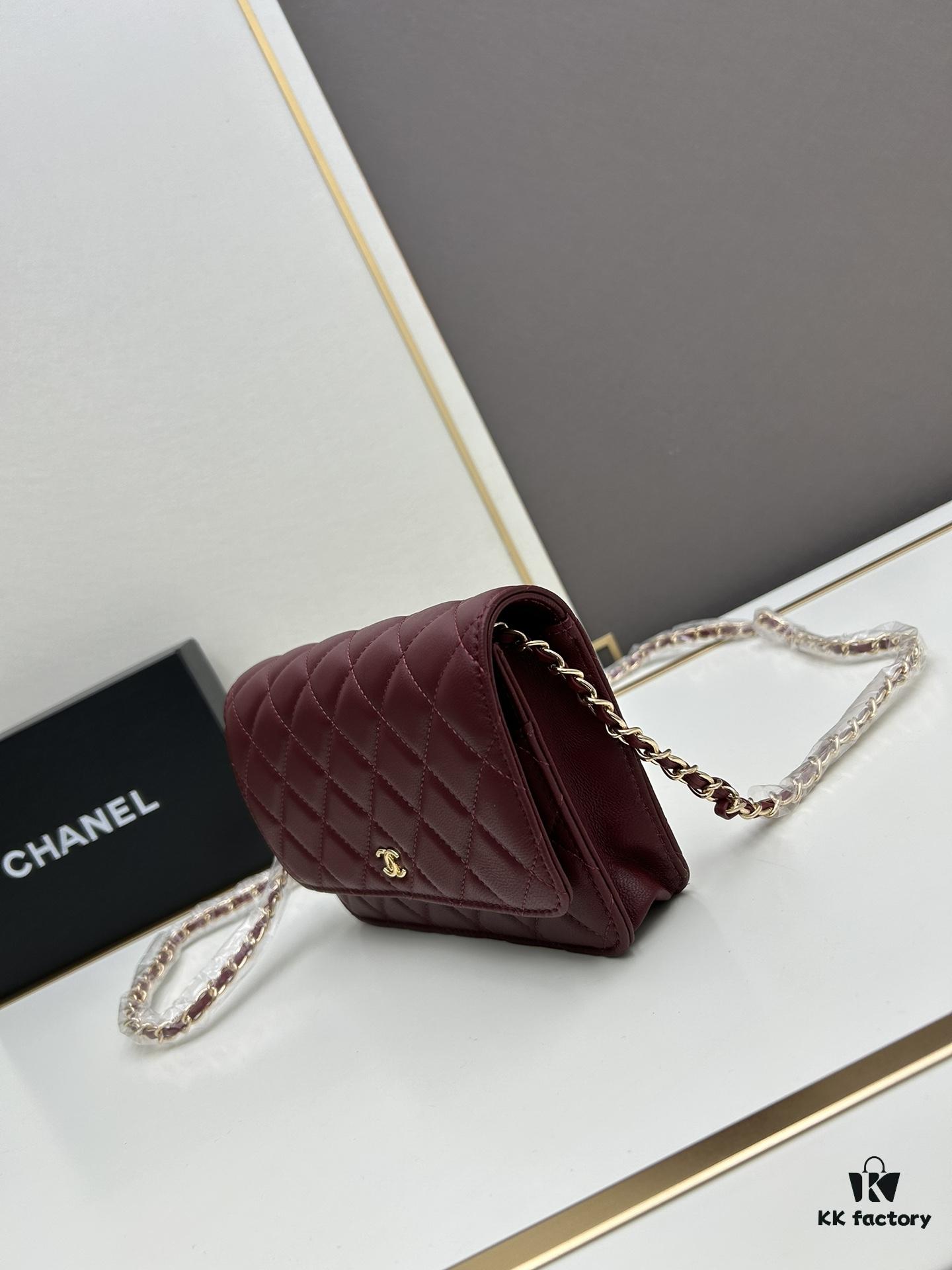 69304197f09edb6de4c4d908 Box Included (33814 Lambskin) Chanel WOC Classic Fortune Bag, Crossbody or Shoulder Wear, Chain Stowable Inside for Clutch Use