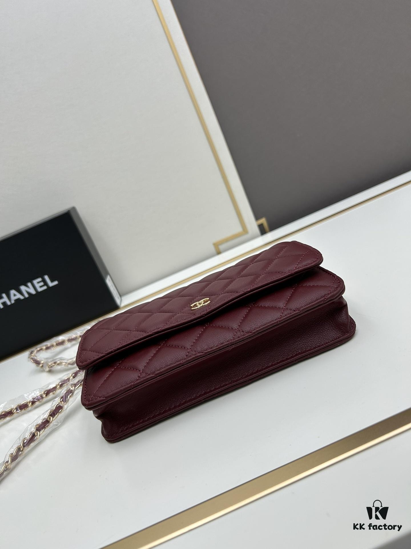 6930419df09edb6de4c4d90b Box Included (33814 Lambskin) Chanel WOC Classic Fortune Bag, Crossbody or Shoulder Wear, Chain Stowable Inside for Clutch Use