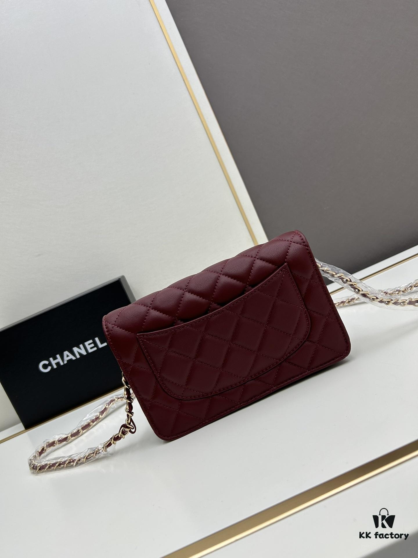 693041c2f09edb6de4c4d918 Box Included (33814 Lambskin) Chanel WOC Classic Fortune Bag, Crossbody or Shoulder Wear, Chain Stowable Inside for Clutch Use