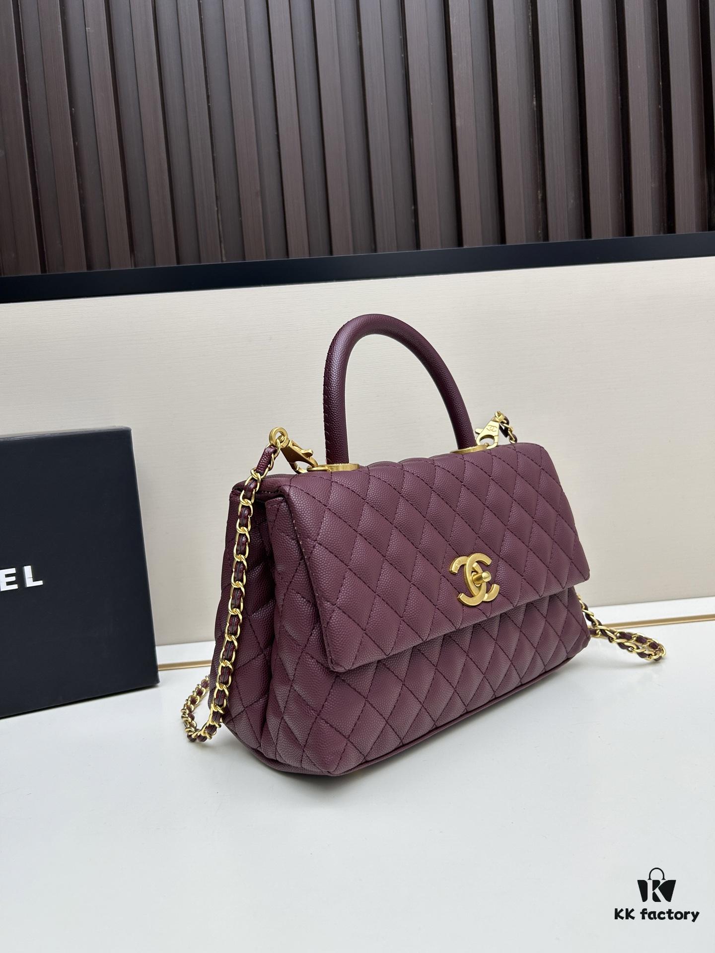 693041c6f09edb6de4c4d91a Chanel Coco Handle with Box, Black Calfskin with Red Handle